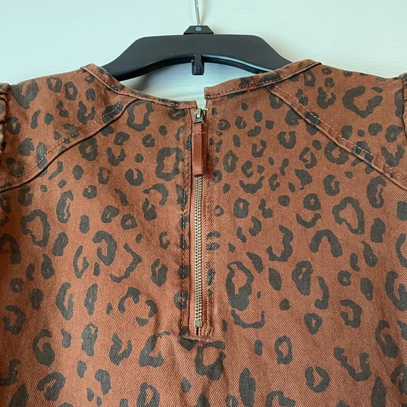 Universal Thread Cheetah Puffy Sleeve Denim Dress - Picture 5 of 8